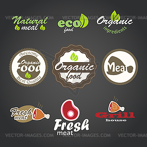 Eco and fresh food products stickers - vector clipart