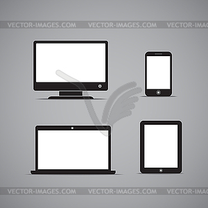 Abstract style modern gadgets with blank screen. - vector image