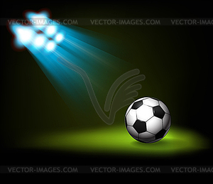 Bright spot lights and illuminated soccer (football - vector clip art