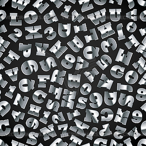 Seamless background of metal letters on black - vector image