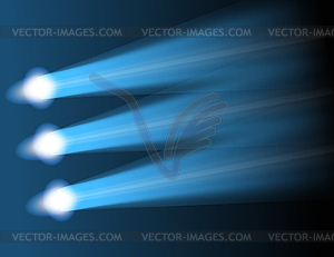 Three bright yellow projector lights on wall - vector clipart