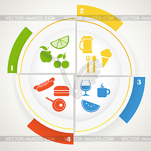 Food web icons set in color speech clouds - vector clip art