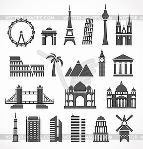 World famous signts abstract silhouettes - vector clipart