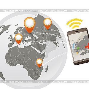 Global wireless phone connection - vector EPS clipart