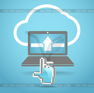 Modern laptop and cloud technology abstract - royalty-free vector clipart