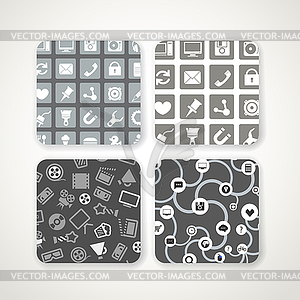 Different patterns with icons set - vector image