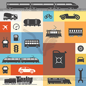 Vintage and modern vehicle silhouettes collection o - royalty-free vector image