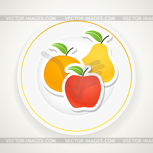 Plate with fruits - vector clip art