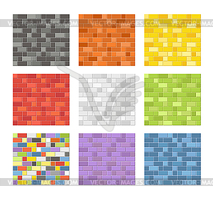 Цвет бесшовные модели кирпичных стен - изображение в векторном формате