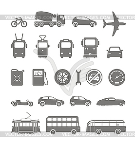 Urban transport silhouettes collection - vector clip art
