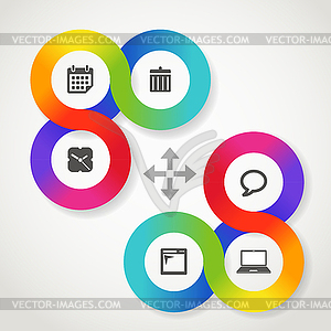 Color circle web interface template with icons - vector clipart / vector image