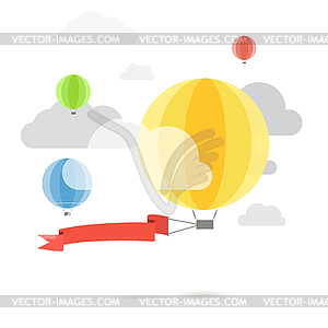 Flying color balloons. Template for text - vector clipart