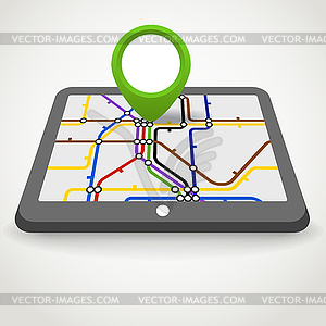 Modern gadget with abstract metro scheme - royalty-free vector image