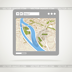 Modern web browser window with abstract city map - vector image