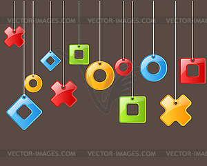 Color figures on rope. Background - vector clipart