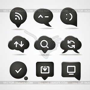 Abstract speech clouds with web icons collection - vector image