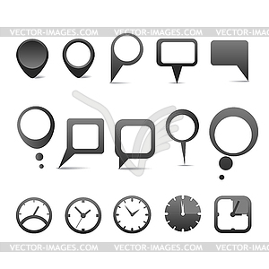Abstract speech clouds with web icons collection - vector clipart