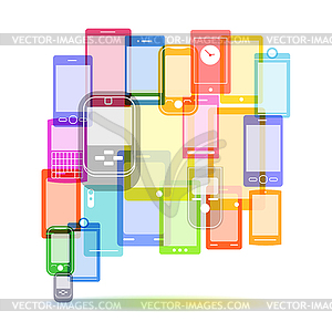 Абстрактные цвета облака речи современных мобильных телефонов - иллюстрация в векторе
