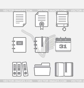 Office documents icons set - vector clipart