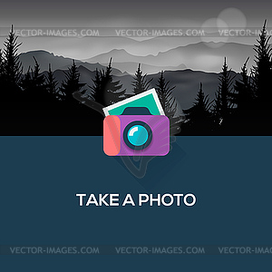 Photo camera web icon flat design - vector clipart