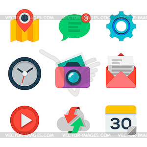 Basic Flat icon set for web and mobile application - vector image