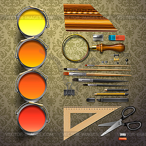 Group art supplies - vector image