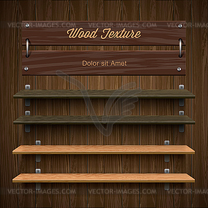 Blank Wooden Bookshelf Color Vector Clipart