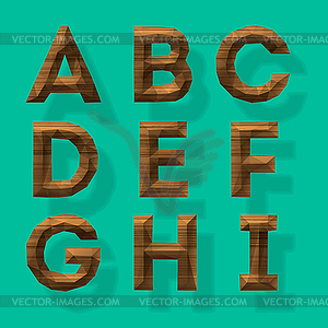 Wooden polygonal alphabet, part  - vector image