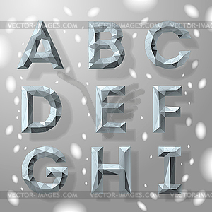 Trendy grey fractal geometric alphabet, part  - vector clipart