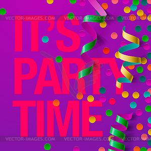 Party design template with streamers and confetti - vector clipart