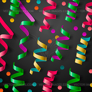 Party design template with streamers and confetti - vector image