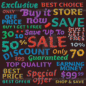 Seamless colorful sale discount pattern - vector clip art