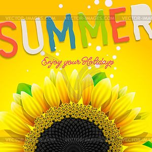Floral summer background with sunflower - vector clipart