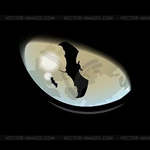 Eye of Halloween black cat with bat pupil form - vector clip art