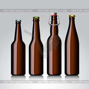 Beer bottle clear set with no label - color vector clipart