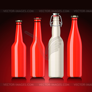 Бутылка пива установлен без метки - векторная графика