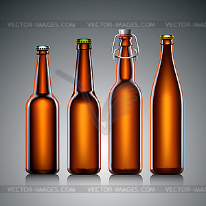 Beer bottle clear set with no label - vector clipart