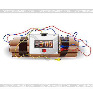 Взрывчатые вещества с будильником, - векторное изображение EPS