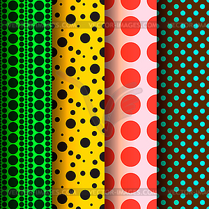 Seamless patterns, polka dots set - vector image