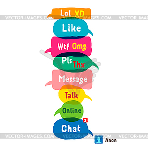 Most common used acronyms and abbreviations on - vector image