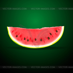 Slice of fresh watermelon on green background - vector image