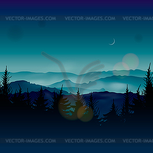 Misty coniferous forests - vector clip art