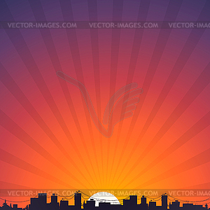 City silhouette at sunrise - royalty-free vector image