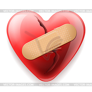 Heart with plaster - vector clipart