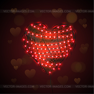 Абстрактный фон со светящимися сердца гирлянду - цветной векторный клипарт