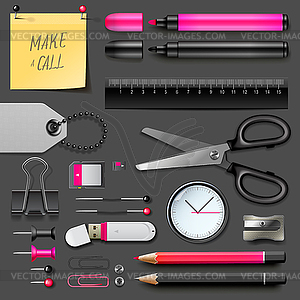 Set of office supplies - vector image