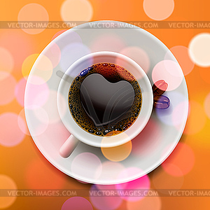 Autumn cup of coffee, blurred background - vector clip art