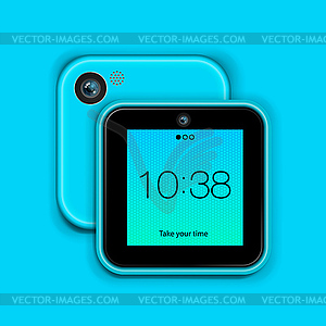 Mobile phone tablet on blue background - vector image