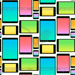 Seamless Pattern made with Mobile Devices colorful - vector image