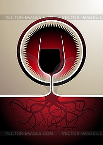 Red wine icon with glass as vine - vector image